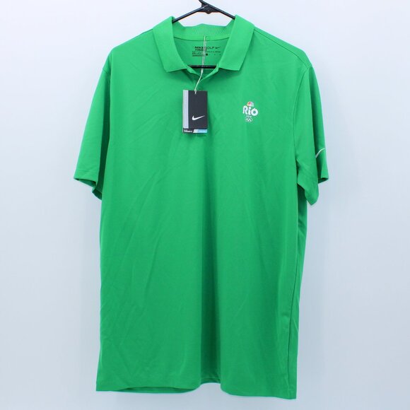 Nike Golf Dri-Fit Embroidered Rio 2016 Olympics Green Polo Large - Picture 1 of 10